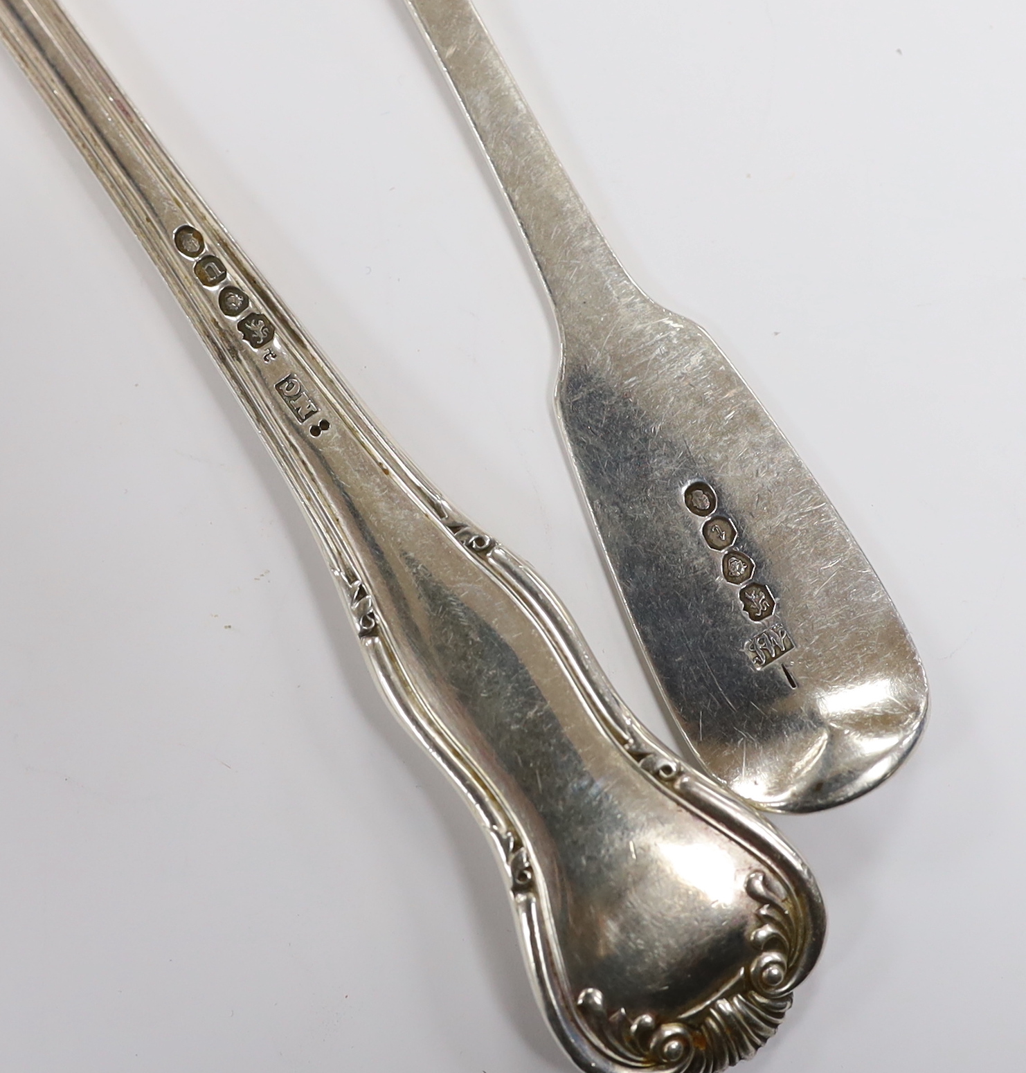 A William IV silver shell pattern server by Mary Chawner, London, 1835 and a similar fiddle pattern table spoon, London, 1834, 7.8oz.